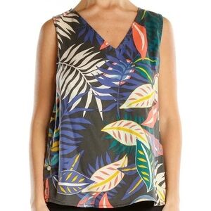 C&C California Sleeveless Tropical Print V-Neck Women's Top - Multicolor Size S